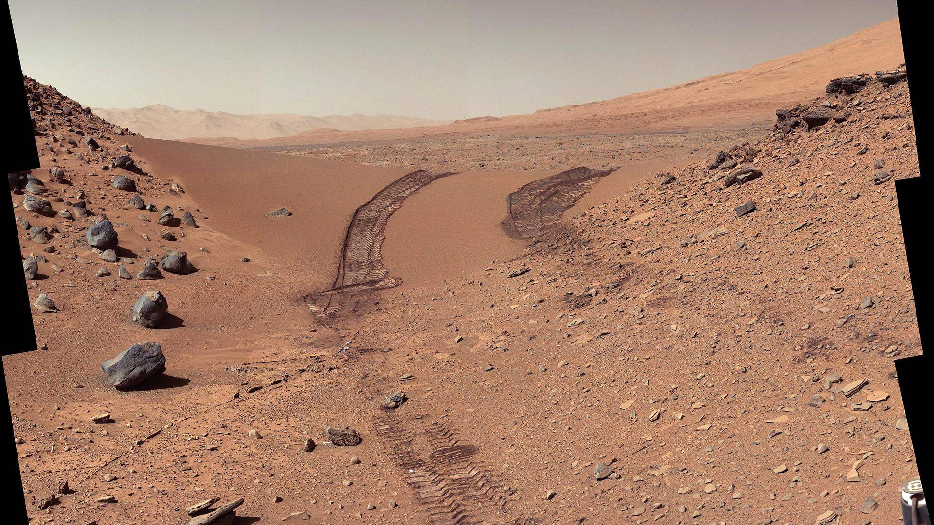 Mount Sharp in Gale Crater, photographed by NASA's Curiosity rover
